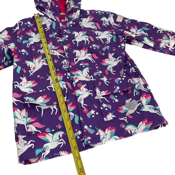 Hatley Kids Unicorn Rain Jacket Size 5 Purple Waterproof Hood pink terry lining - Picture 3 of 10